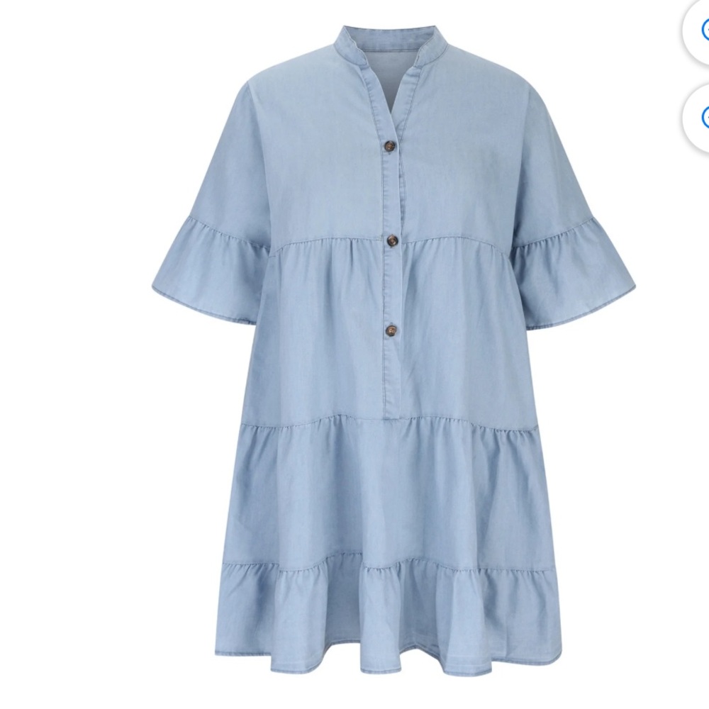 Blue Denim Dress with Bell sleeves NWT